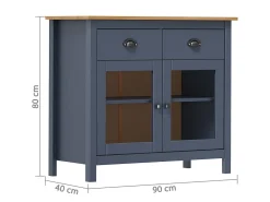 Aparador Hill madera maciza de pino gris 90x40x80 cm ES31823