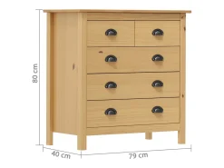 Aparador Hill 79x40x80 cm Madera Maciza de Pino