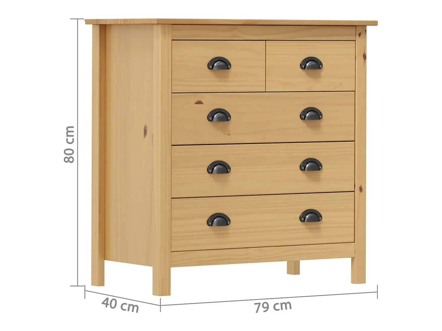 Aparador Hill 79x40x80 cm Madera Maciza de Pino