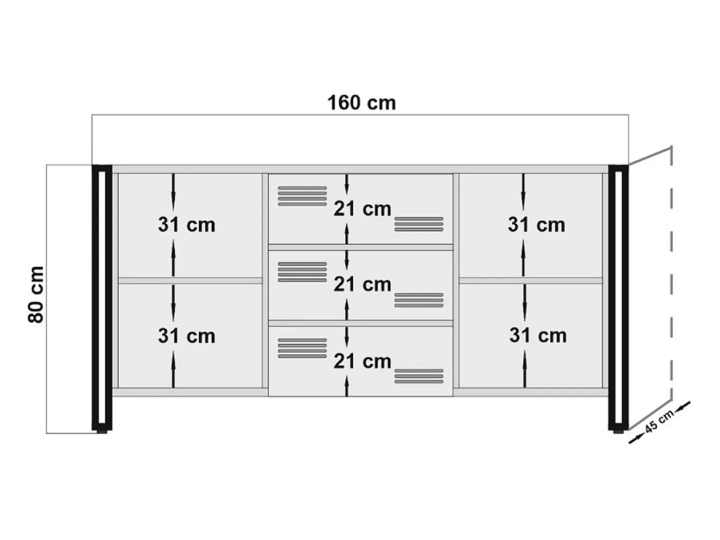 Aparador industrial con puertas y cajones HOLEN