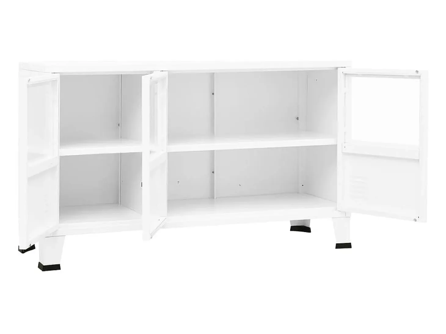 Aparador industrial de metal y vidrio blanco 105x35x62 cm