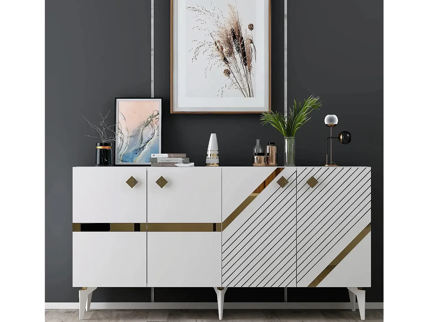 Aparador Iris Blanco dorado150x79x40 cm