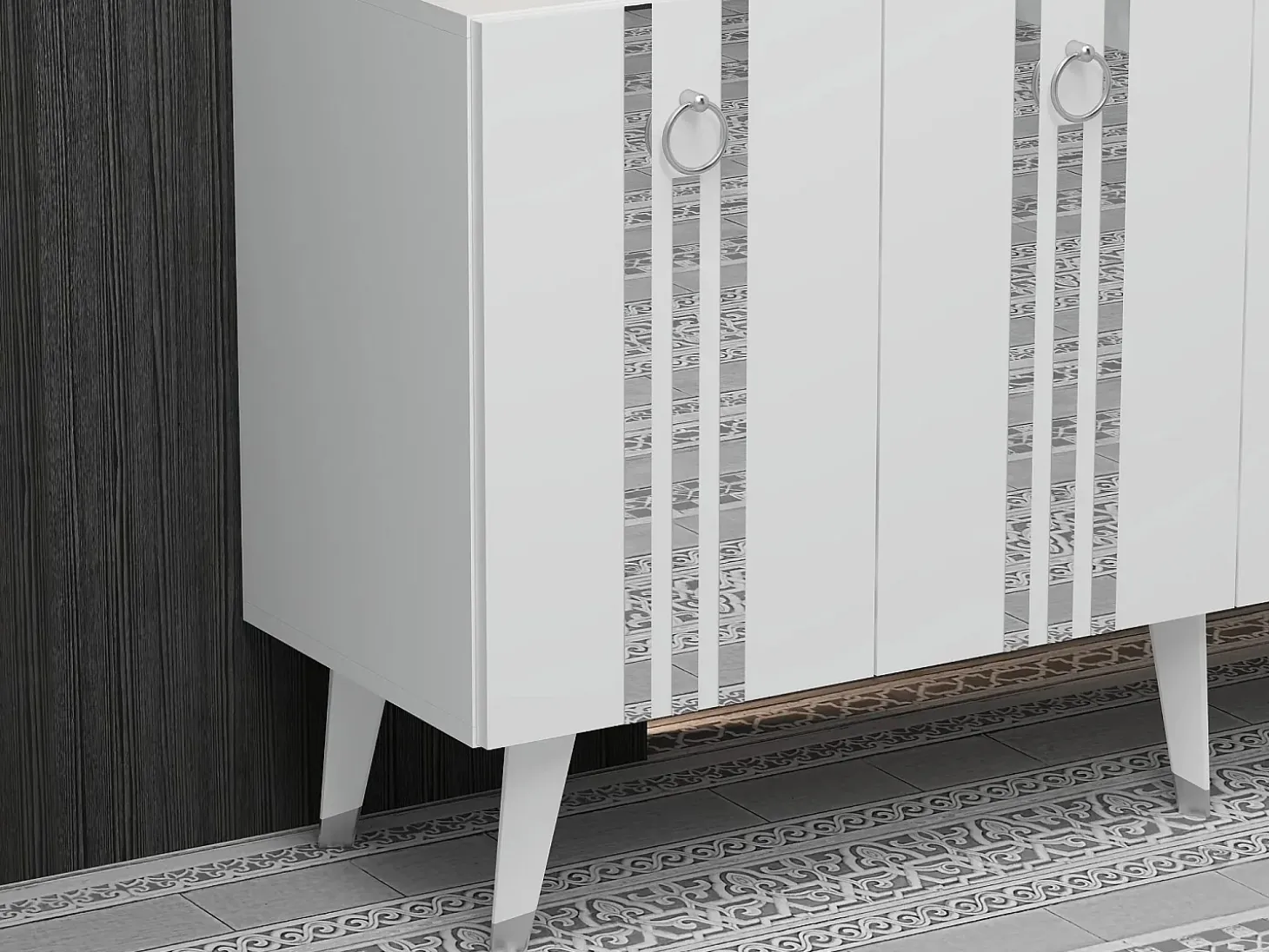 Aparador Isil Blanco Plata 150x40x80 cm