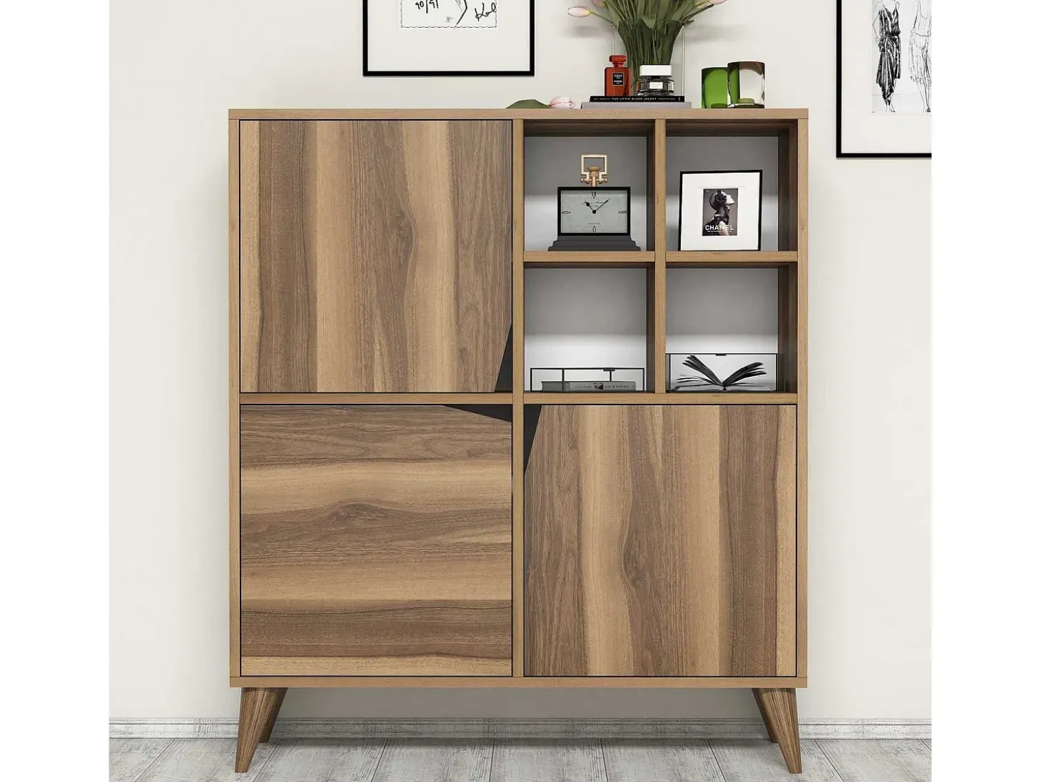 Aparador Kailua 342, Nuez, 115x100cm, Número de puertas: 3.0030cm, Aglomerado laminado