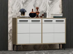 Aparador Kailua 1948, Roble|Blanco, 75x120x30cm, Aglomerado laminado
