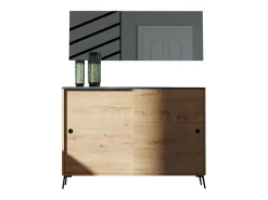 Aparador Kamet Roble Gold y Mármol para Salón Comedor 87x120x40 cm