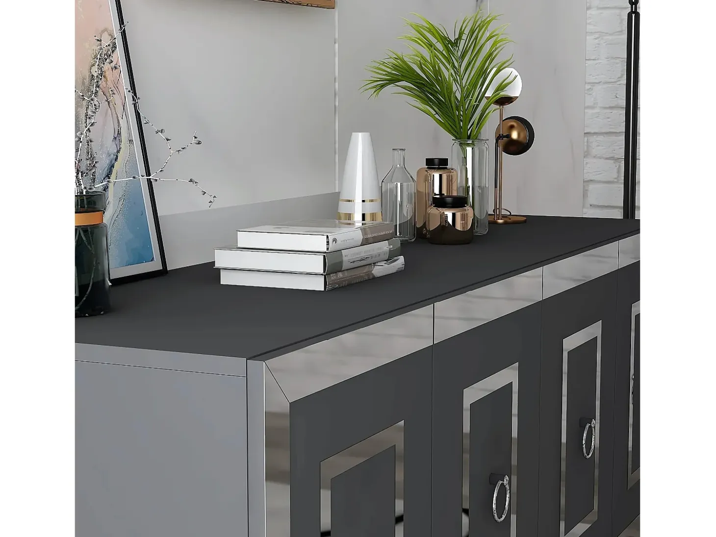 Aparador Karya Antracita Plata 150x79x40 cm