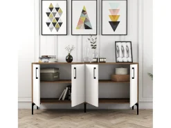 Aparador Kiev 160 blanco color nogal 160x35x78 cm