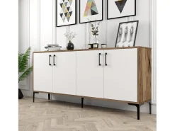 Aparador Kiev blanco color nogal 180x35x78 cm