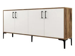 Aparador Kiev blanco color nogal 180x35x78 cm