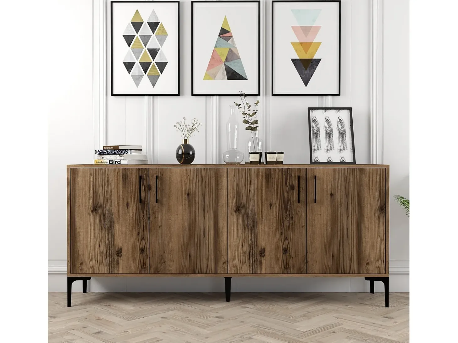 Aparador Kiev color nogal 180x35x78 cm
