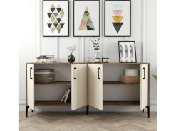 Aparador Kiev crema color nogal 180x35x78 cm