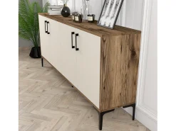 Aparador Kiev crema color nogal 180x35x78 cm