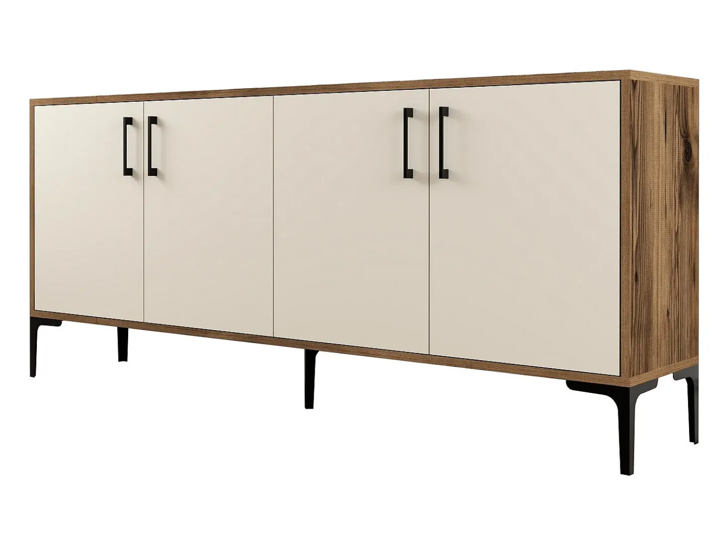 Aparador Kiev crema color nogal 180x35x78 cm