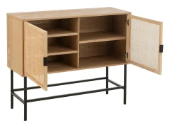 Aparador KLAKO de 2 puertas – Madera natural y caña