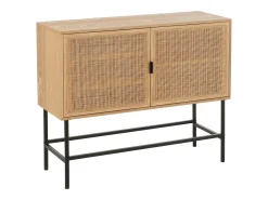Aparador KLAKO de 2 puertas – Madera natural y caña