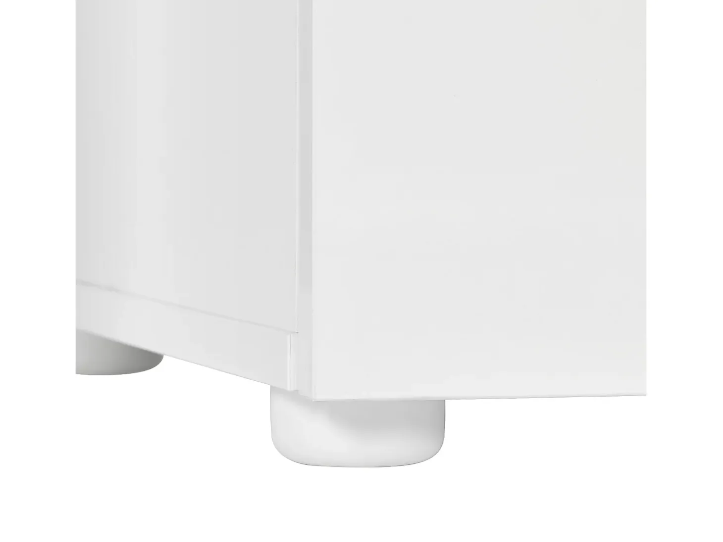 Aparador lacado en blanco con iluminación LED, 4 cajones y 2 puertas - Madera PB y cristal