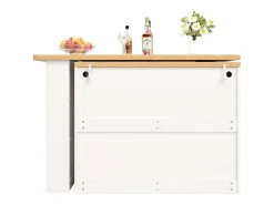 Aparador LED, aparador blanco con tapa giratoria, 2 puertas y 4 cajones de almacenamiento - MDF