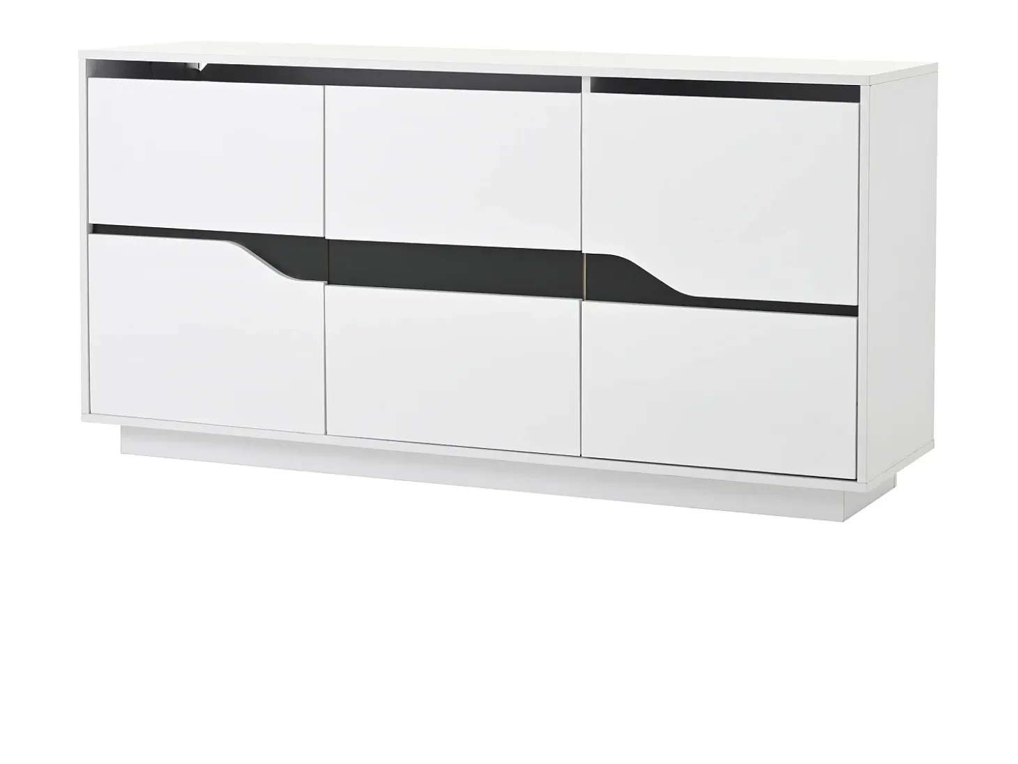 Aparador LED con 3 puertas de almacenamiento y estantes ajustables – Blanco y negro