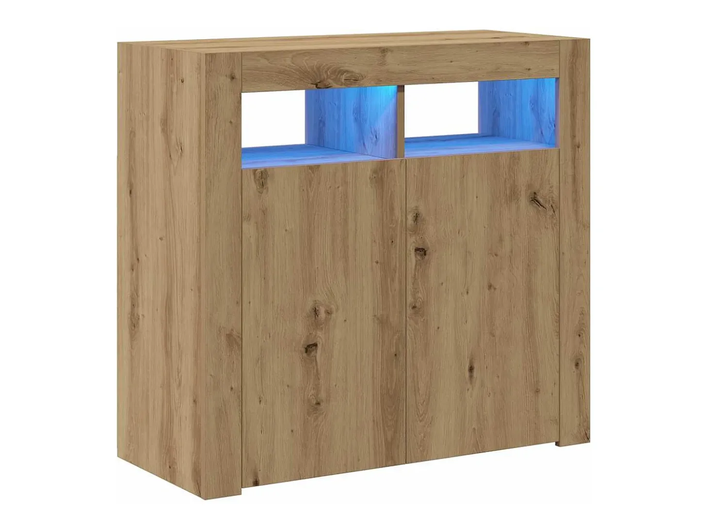 Aparador luces LED madera ingeniería roble artisan 80x35x75 cm