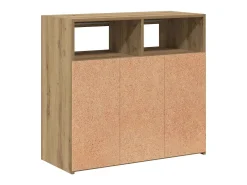 Aparador luces LED madera ingeniería roble artisan 80x35x75 cm