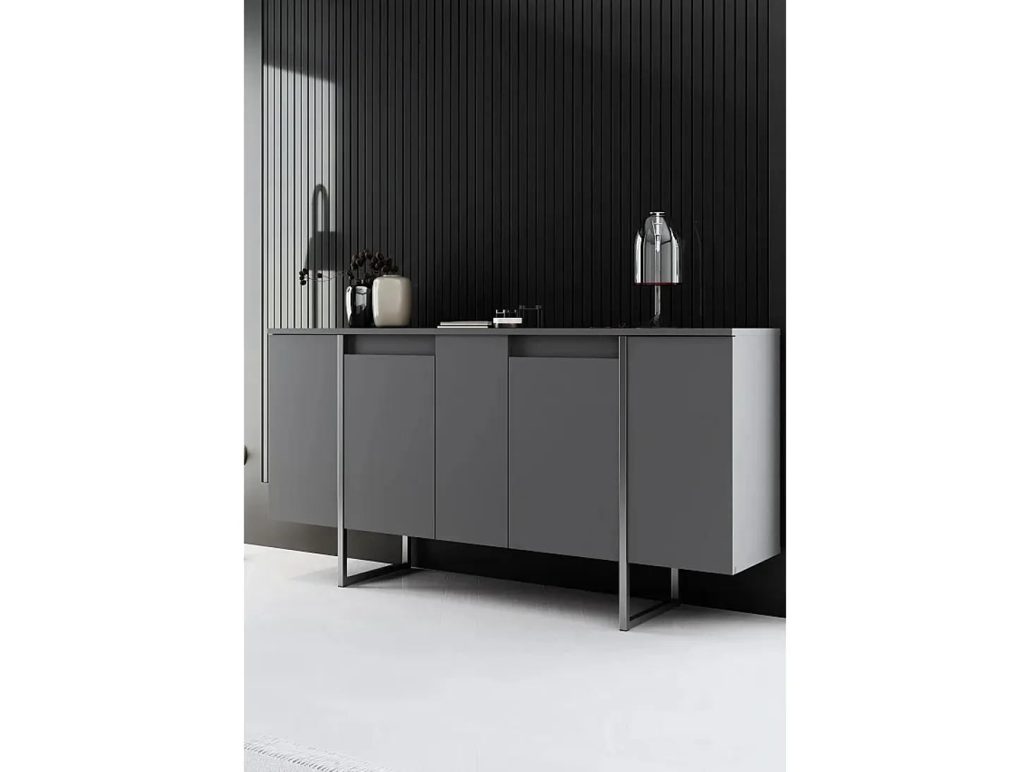 Aparador Luxe Antracita Plata 160x35x80 cm