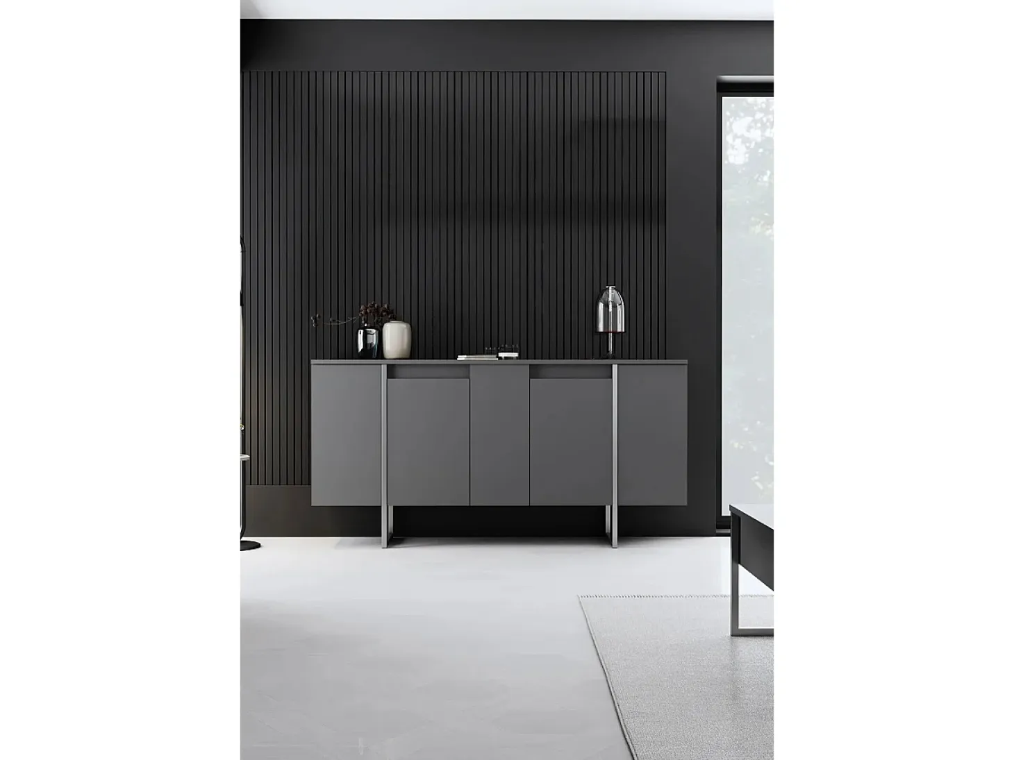 Aparador Luxe Antracita Plata 160x35x80 cm