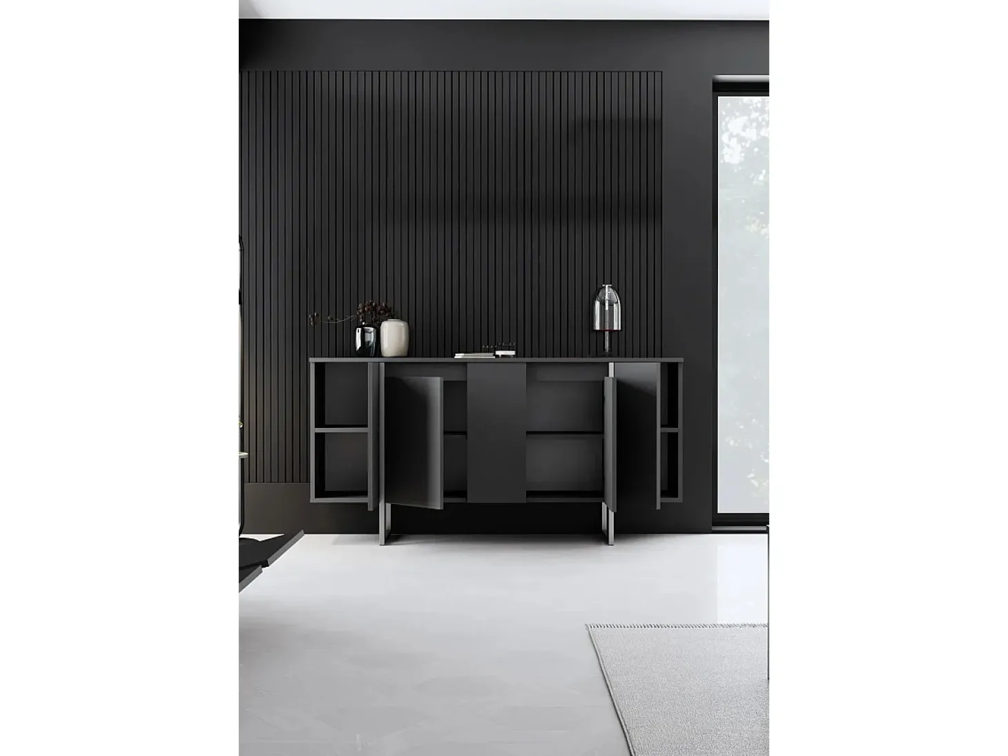 Aparador Luxe Antracita Plata 160x35x80 cm