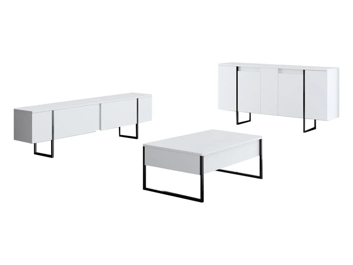 Aparador Luxe Blanco Negro 160x35x80 cm