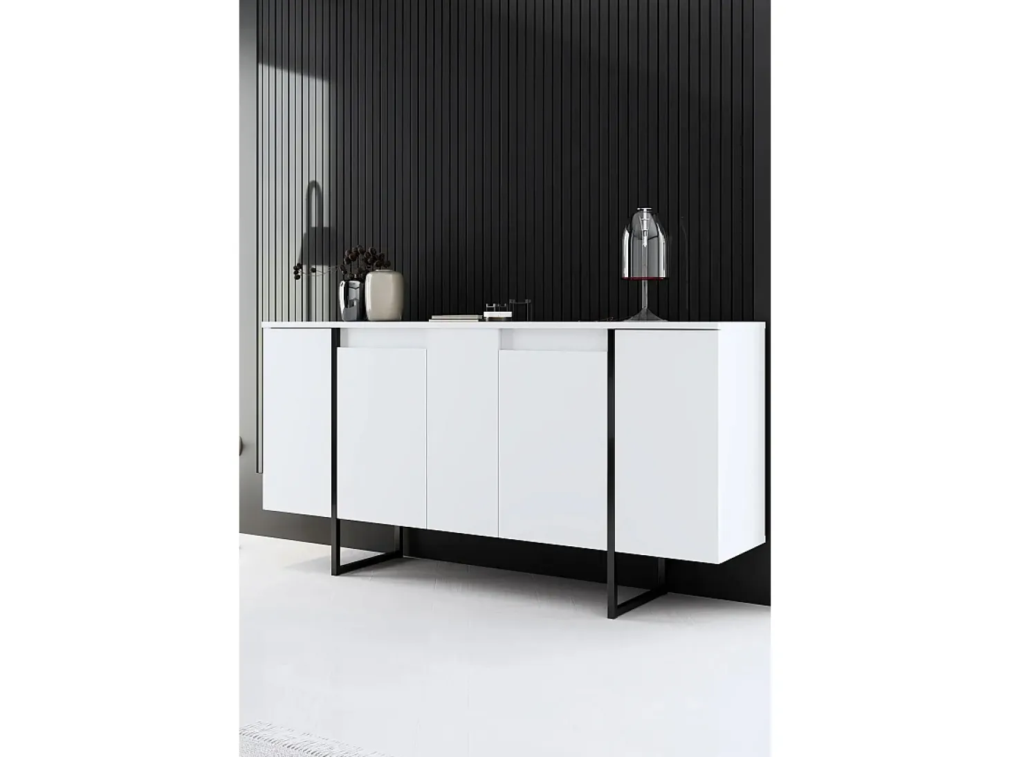Aparador Luxe Blanco Negro 160x35x80 cm