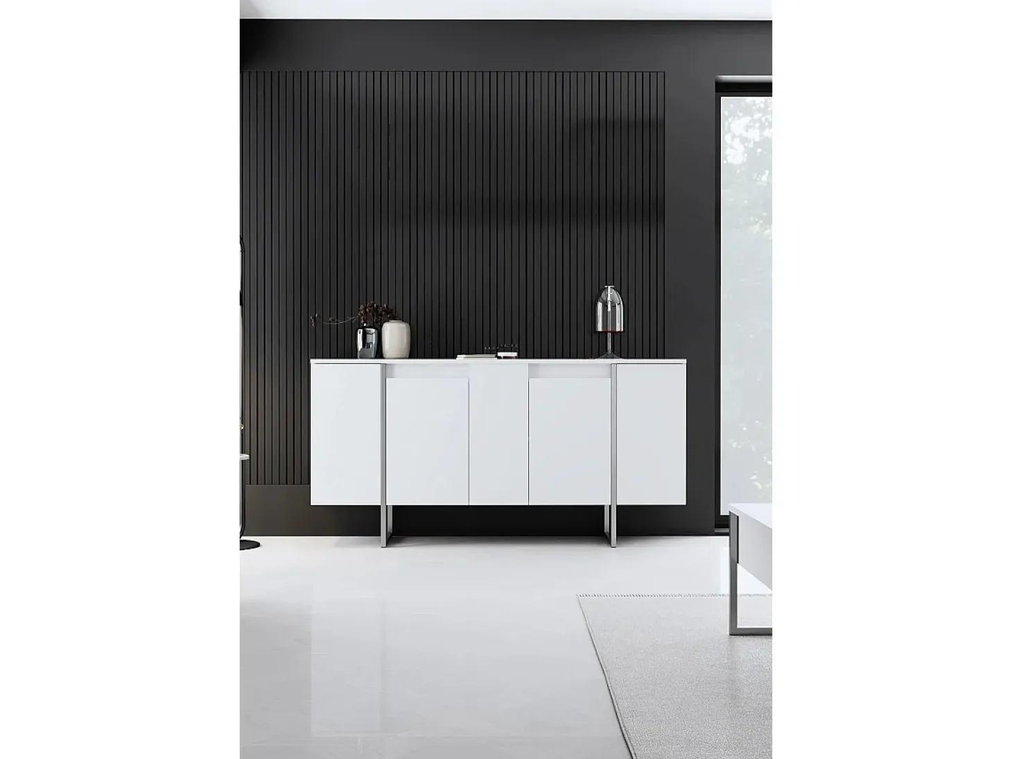 Aparador Luxe Blanco Plata 160x35x80 cm