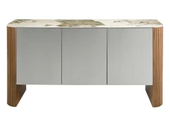 Aparador madera color plata, nogal y tapa de mármol porcelánico 3261 ANGEL CERDA