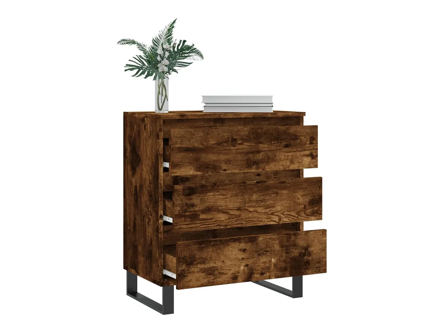 Aparador madera contrachapada color roble ahumado 60x35x70 cm