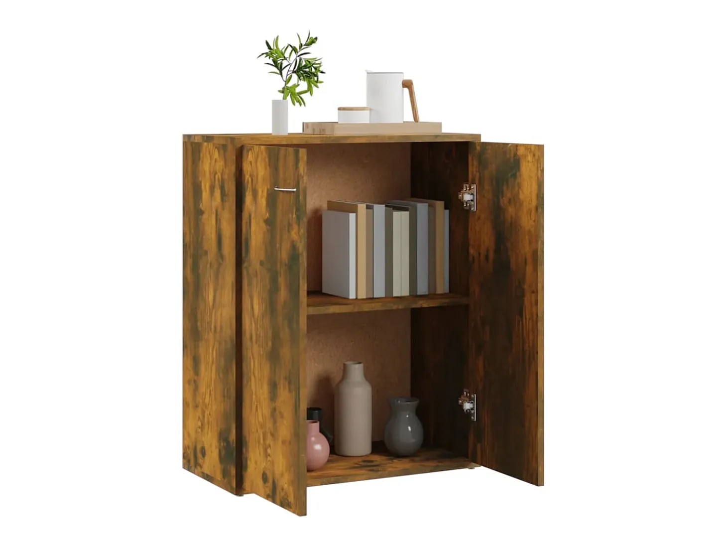Aparador madera contrachapada color roble ahumado 60x30x75 cm