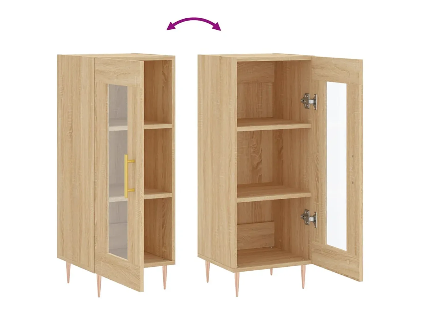 Aparador madera contrachapada color roble Sonoma 34,5x34x90 cm