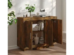 Aparador madera contrachapada color roble ahumado 92x35x75 cm ES84812