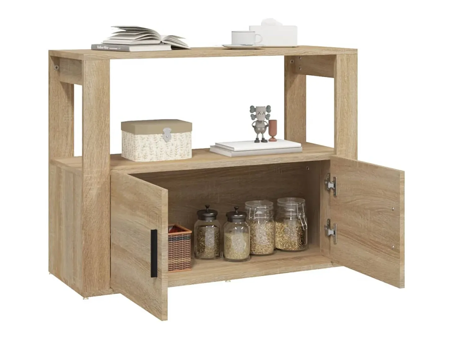 Aparador madera contrachapada color roble Sonoma 80x30x60 cm