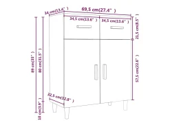 Aparador madera contrachapada roble ahumado 69,5x34x89 cm