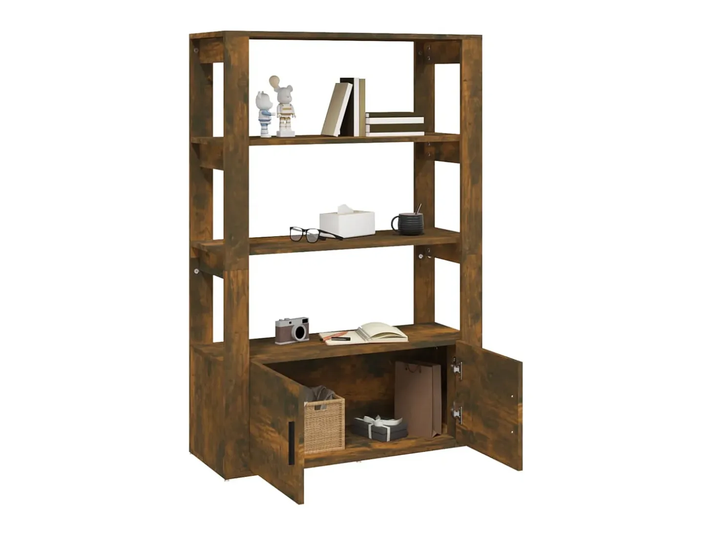 Aparador madera contrachapada roble ahumado 80x30x119,5 cm ES41089
