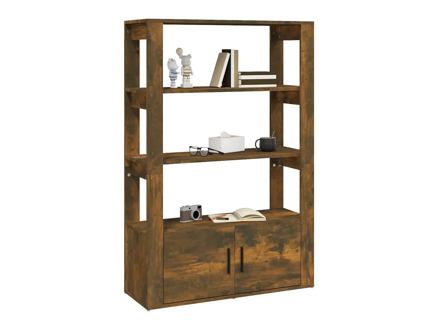 Aparador madera contrachapada roble ahumado 80x30x119,5 cm ES41089