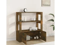 Aparador madera contrachapada color roble ahumado 80x30x90 cm ES60237