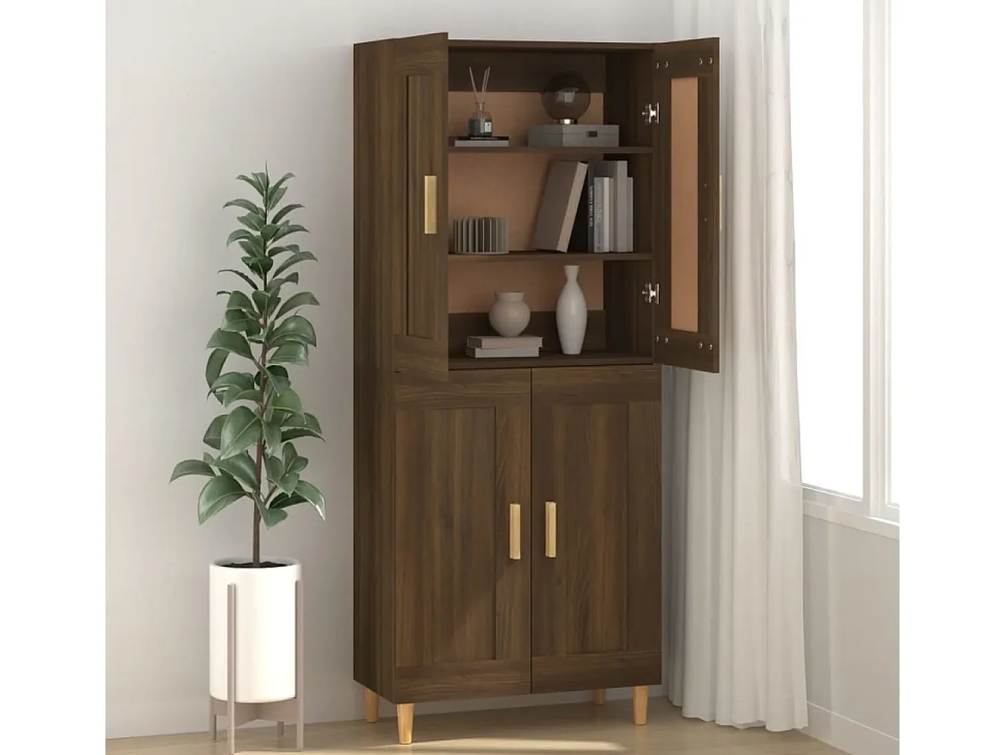 Aparador madera contrachapada marrón roble 69,5x34x90 cm ES50830