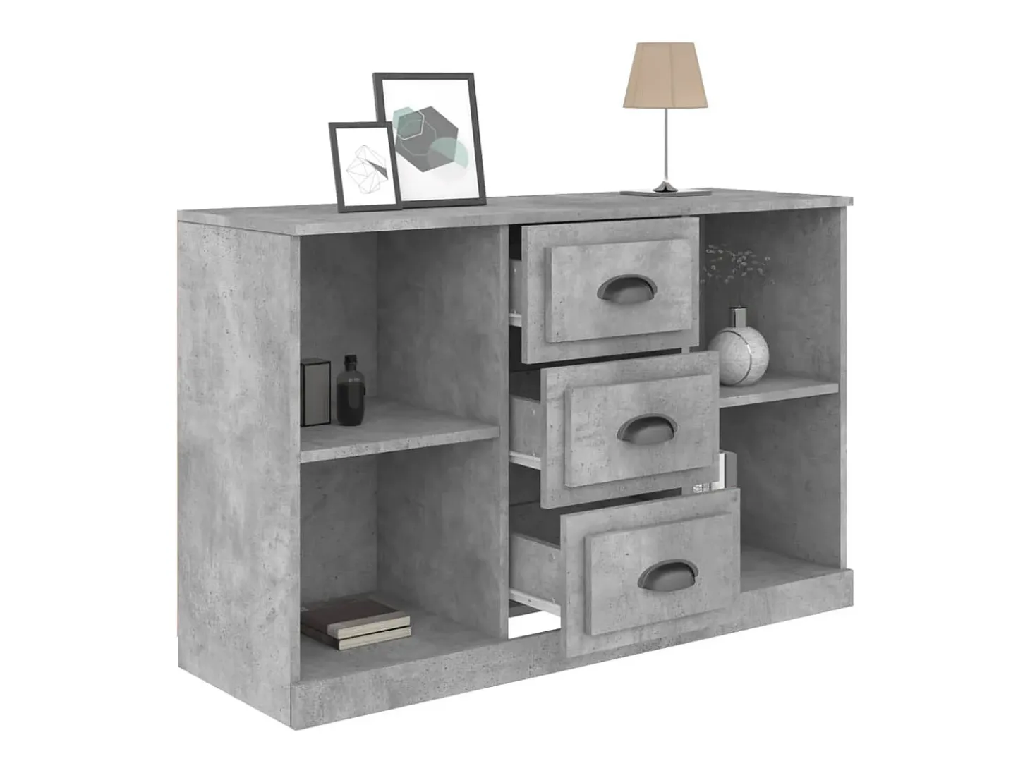Aparador madera contrachapada gris hormigón 104,5x35,5x67,5 cm