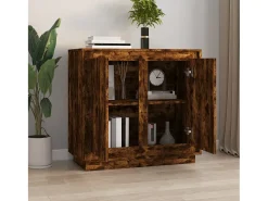 Aparador madera contrachapada color roble ahumado 80x34x75 cm ES69255