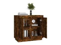 Aparador madera contrachapada color roble ahumado 80x34x75 cm ES69255