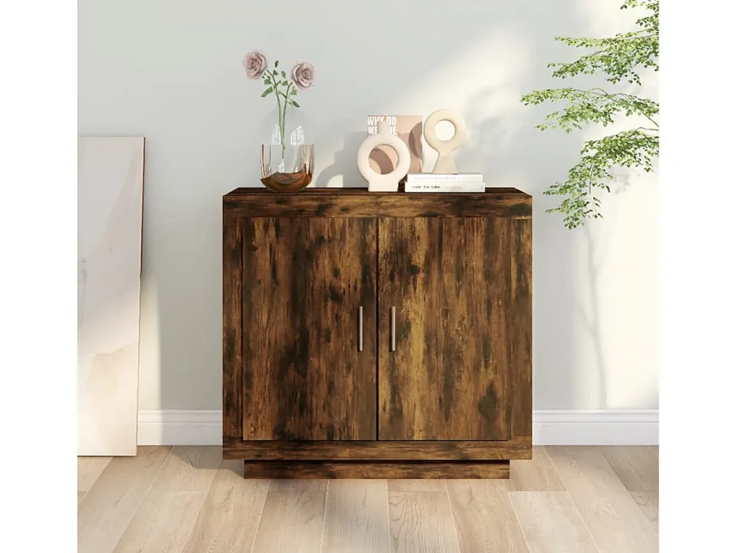 Aparador madera contrachapada color roble ahumado 80x40x75 cm ES887852