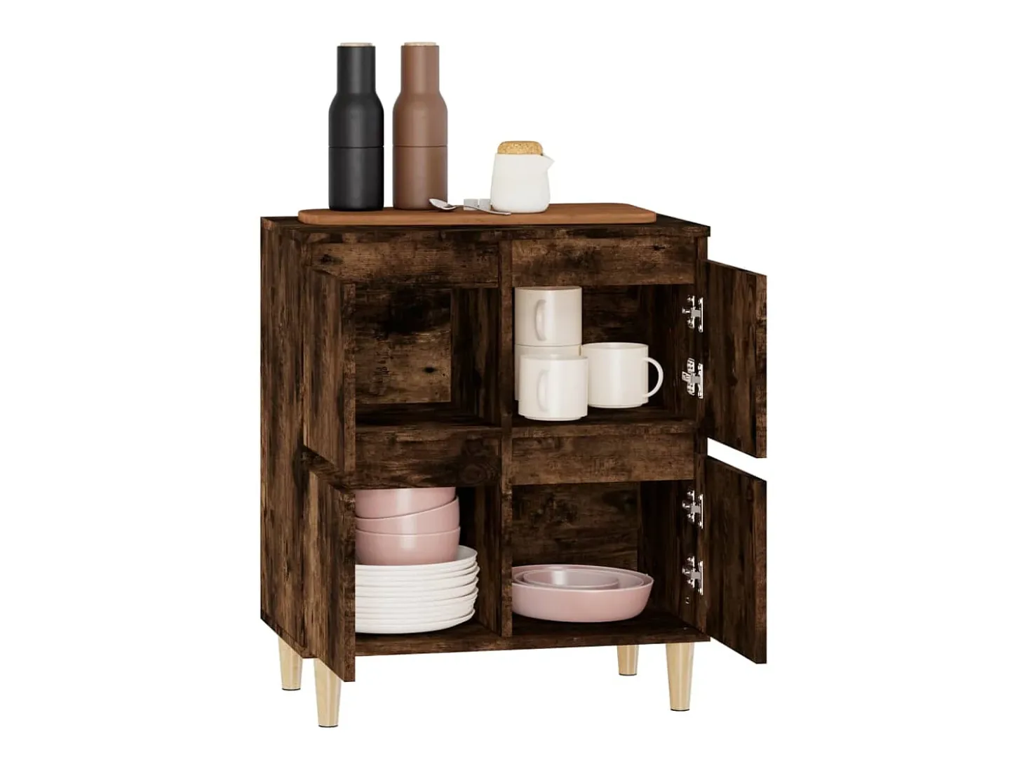 Aparador madera contrachapada color roble ahumado 60x35x70 cm