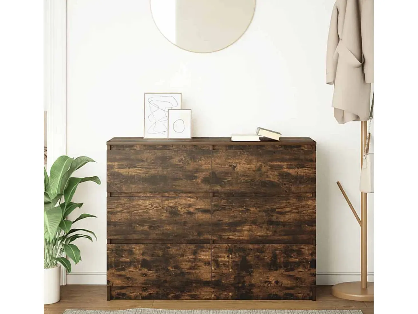 Aparador madera contrachapada color roble ahumado 100x35x76 cm