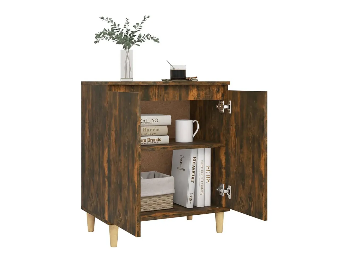 Aparador madera contrachapada color roble ahumado 60x35x70 cm