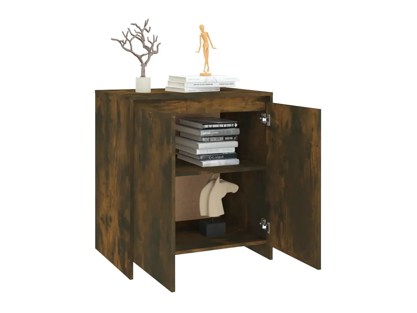 Aparador madera contrachapada color roble ahumado 70x41x75 cm ES44622